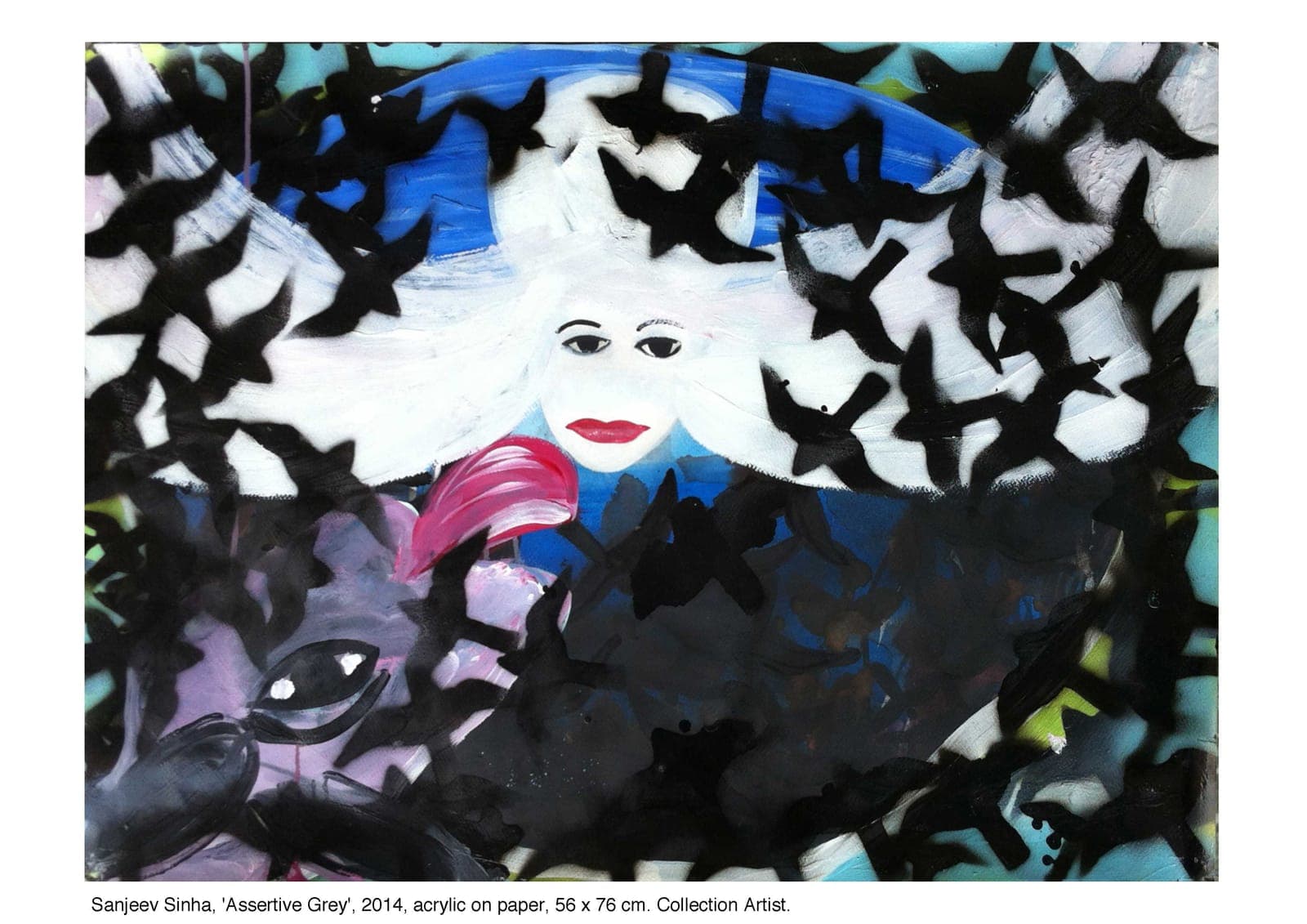 Assertive Grey by Sanjeev Sinha — Acrylic on Paper, 2014 (work 3 of 25)