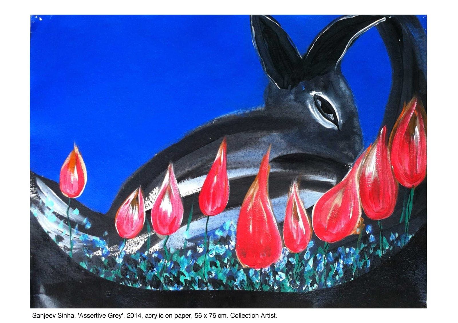 Assertive Grey by Sanjeev Sinha — Acrylic on Paper, 2014 (work 5 of 25)