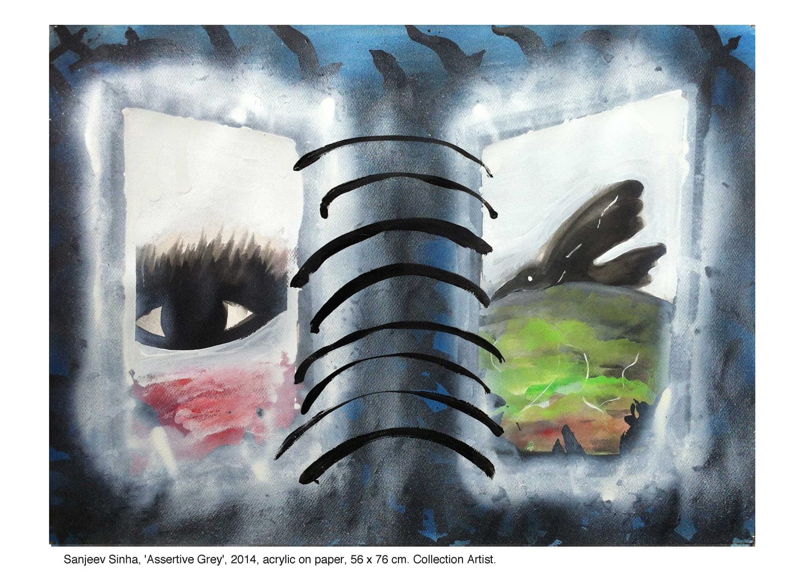 Assertive Grey by Sanjeev Sinha — Acrylic on Paper, 2014 (work 12 of 25)