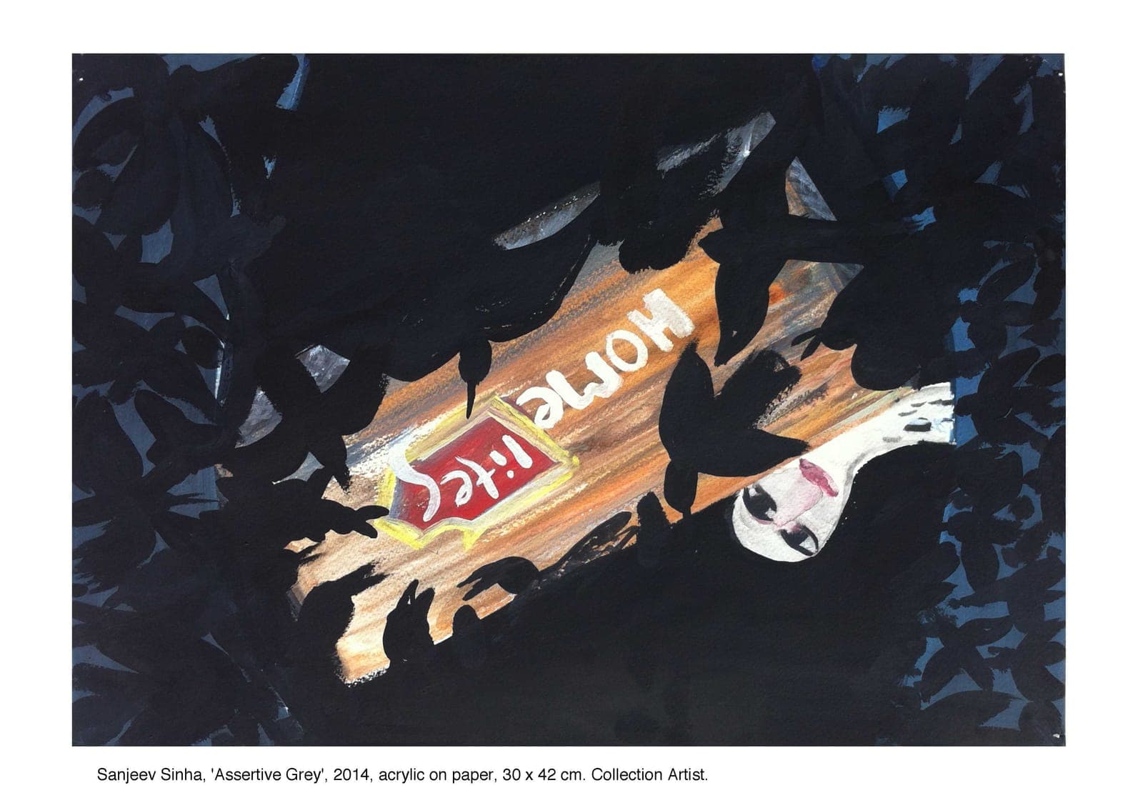 Assertive Grey by Sanjeev Sinha — Acrylic on Paper, 2014 (work 21 of 25)