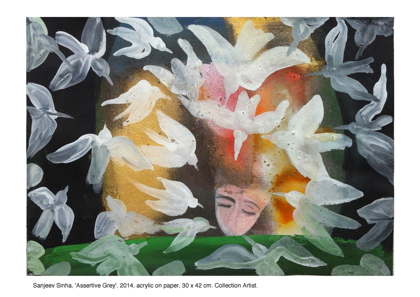 Assertive Grey by Sanjeev Sinha — Acrylic on Paper, 2014 (work 23 of 25)