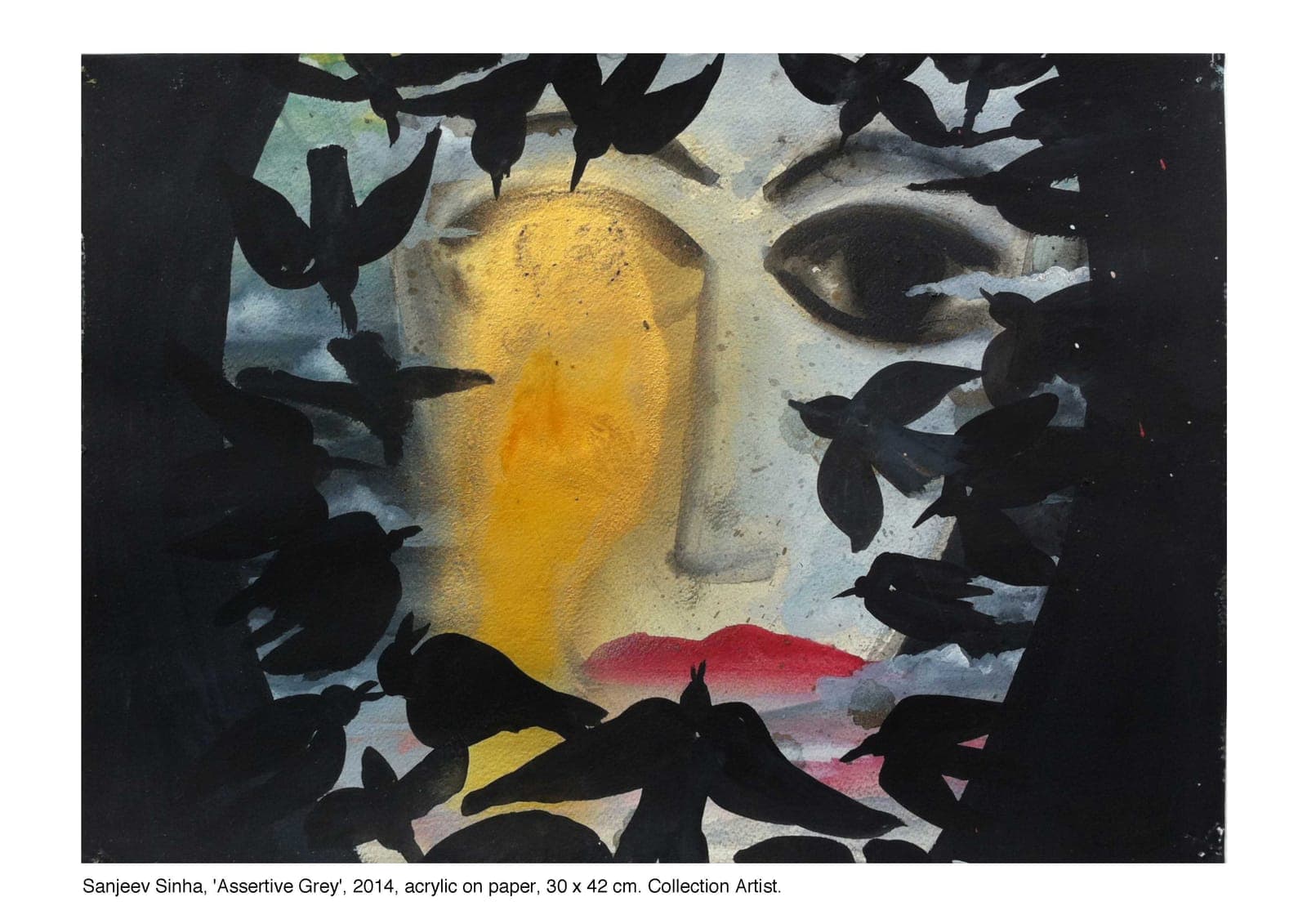 Assertive Grey by Sanjeev Sinha — Acrylic on Paper, 2014 (work 24 of 25)