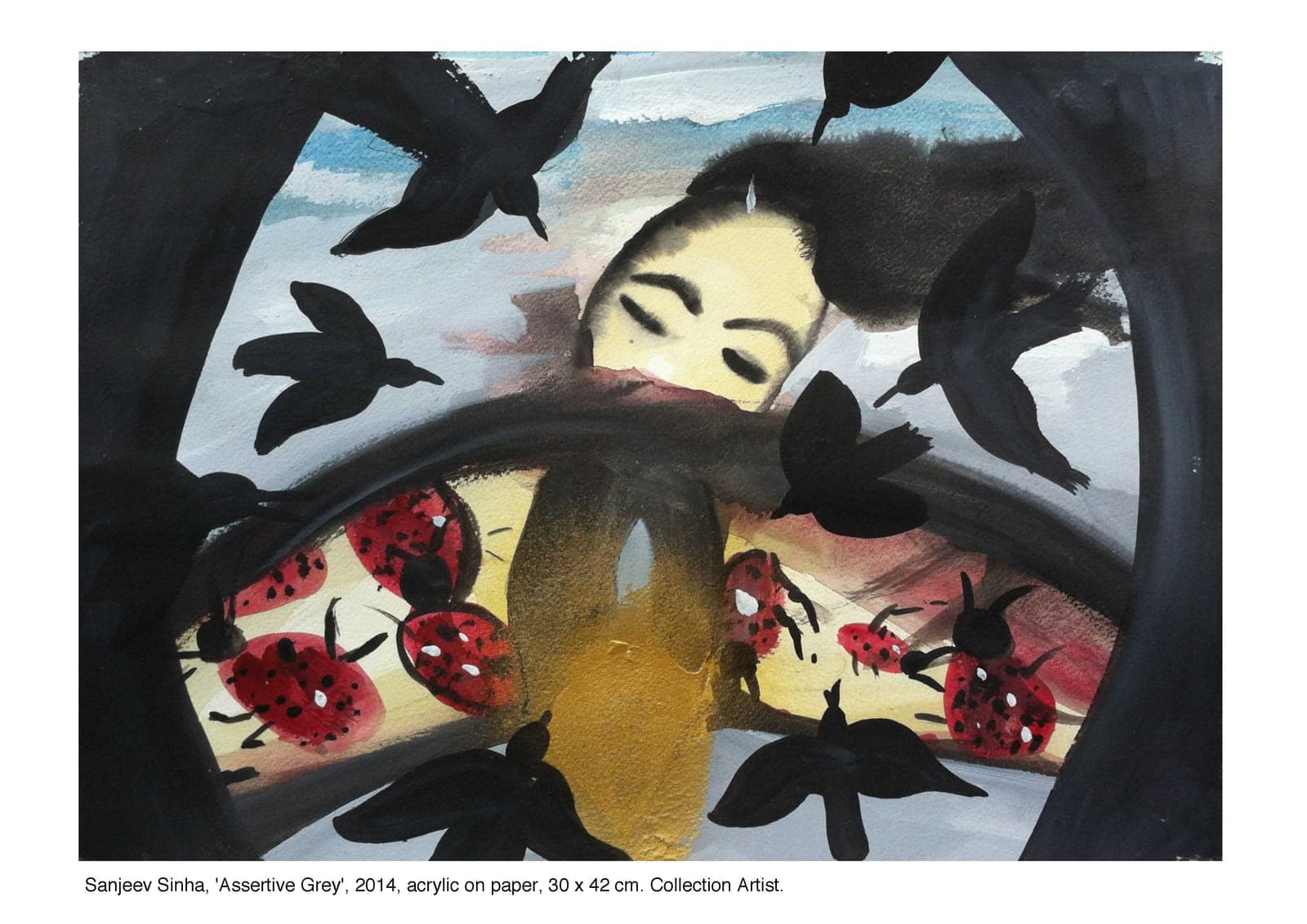 Assertive Grey by Sanjeev Sinha — Acrylic on Paper, 2014 (work 25 of 25)